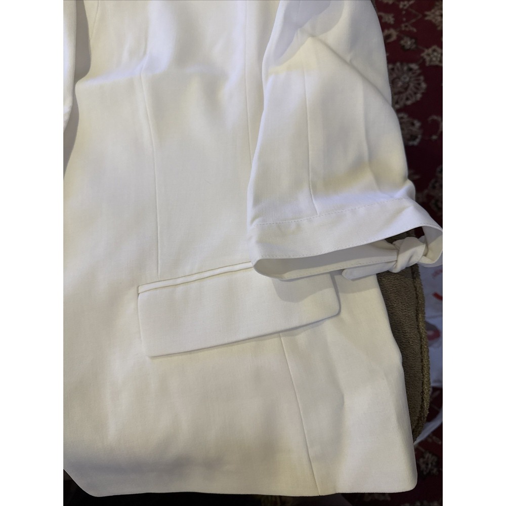 LOFT Outlet Women's Ivory Open Front Blazer Jacket Polyester Lined Large (AH) - Picture 3 of 8